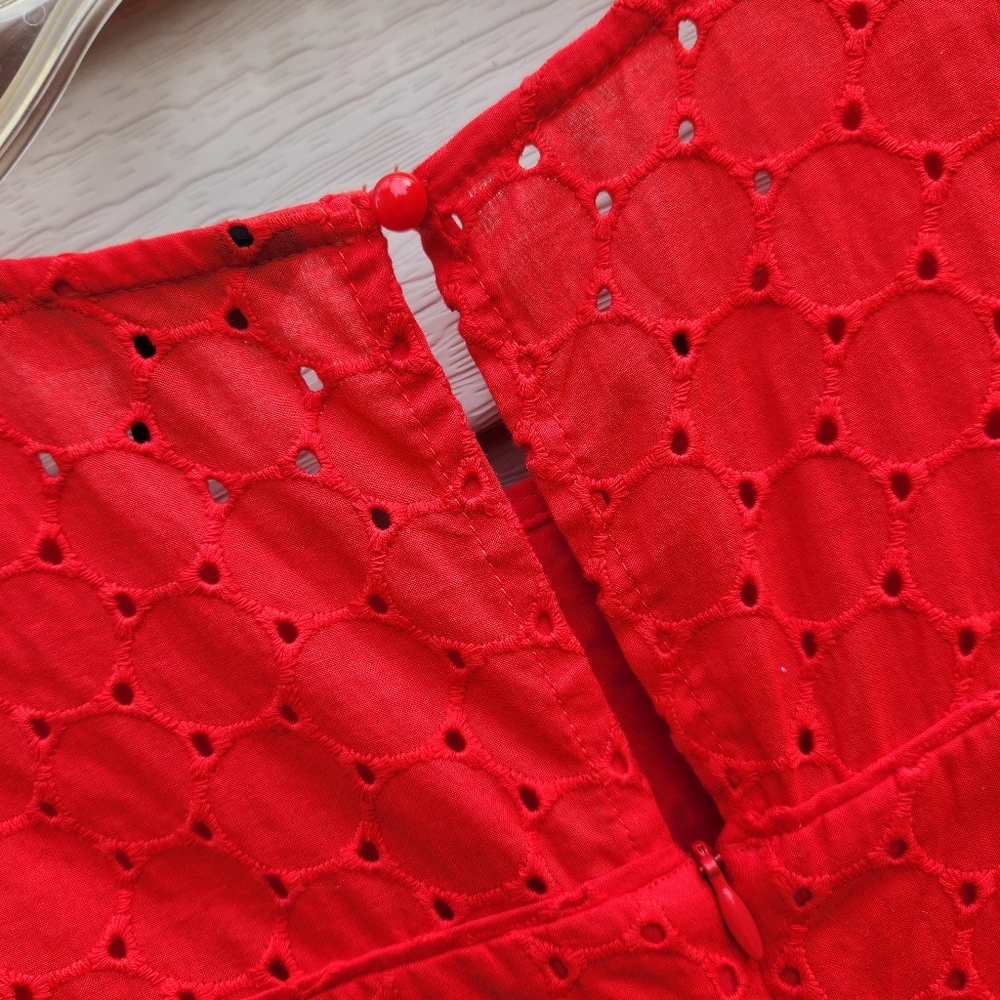 Banana Republic Vibrant Red Coral Eyelet Dress Romper Pantsuit - Picture 9 of 13